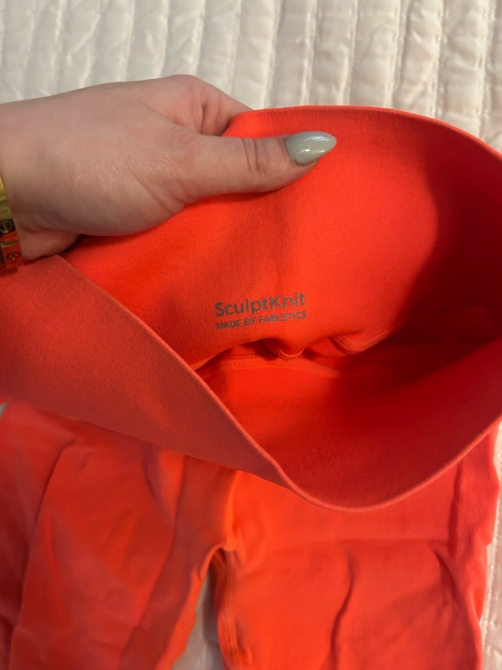 Fabletics SculptKnit Bright Orange Leggings
